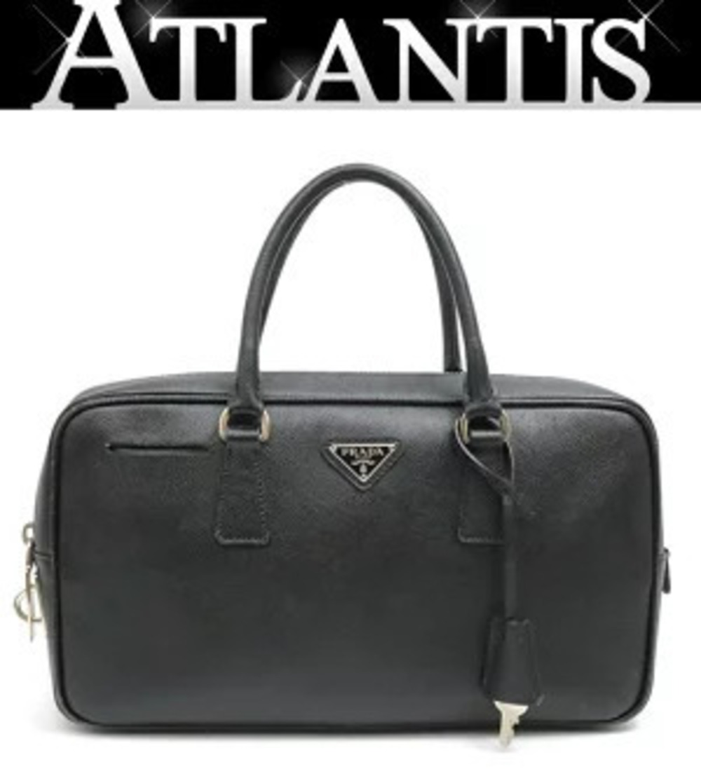 Prada Tessuto Boston Bag Handbag Saffiano Leather Black